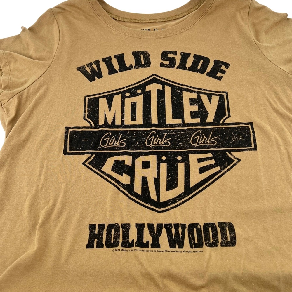 The Vinyl Icons Motley Crue Wild Side Girls Girls Girls Graphic Tee Tan Size 2